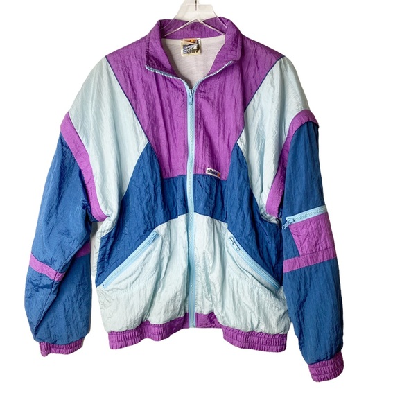 Ellesse Vintage Zebra 80’s Windbreaker Jacket Vest Removable Zipper Sleeves L - Picture 2 of 16